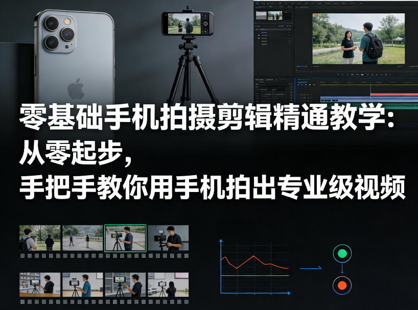 零基础手机拍摄剪辑精通教学：从零起步，手把手教你用手机拍出专业级视频-源研社