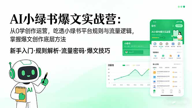AI 小绿书爆文实战营：从0学创作运营，吃透小绿书平台规则与流量逻辑，掌握爆文创作底层方法-源研社