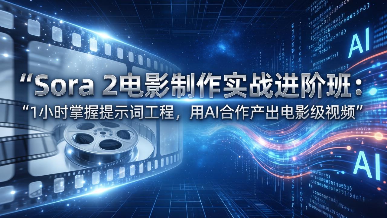 Sora 2电影制作实战进阶班：1小时掌握提示词工程，用AI合作产出电影级视频-源研社