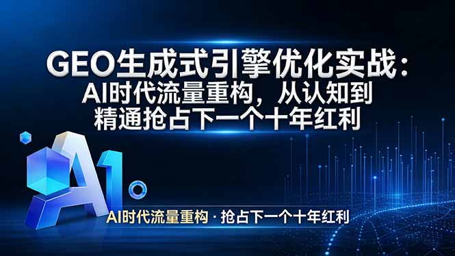 GEO 生成式引擎优化实战：AI时代流量重构，从认知到精通抢占下一个十年红利-源研社