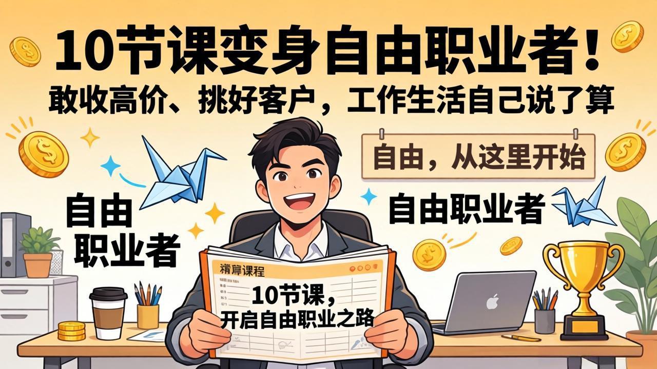10 节课变身自由职业者！敢收高价、挑好客户，工作生活自己说了算-源研社